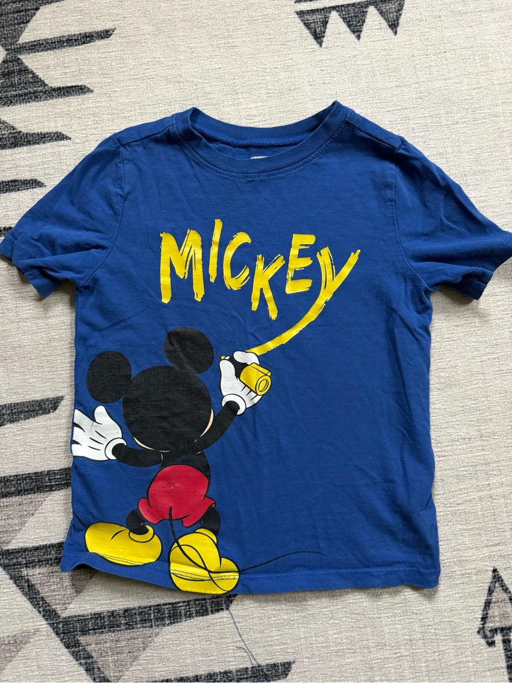 Old Navy Disney Mickey Mouse Yellow Paint Graphic Blue T-Shirt Boys 5T